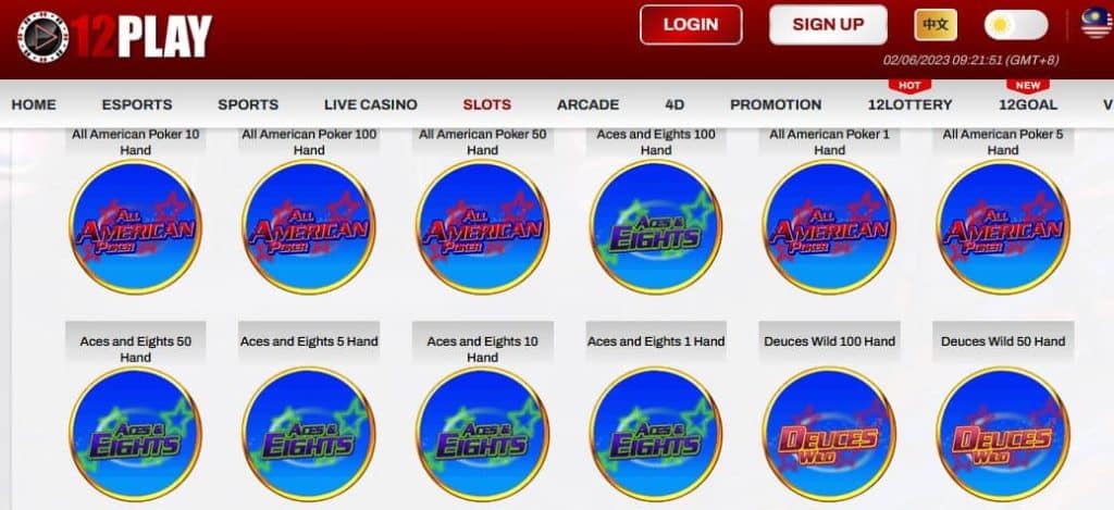 12play video poker lobby